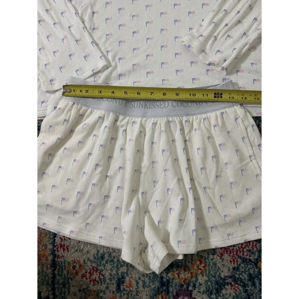 Sunkissed Coconut American Flag waffle-knit lounge set Size S/M